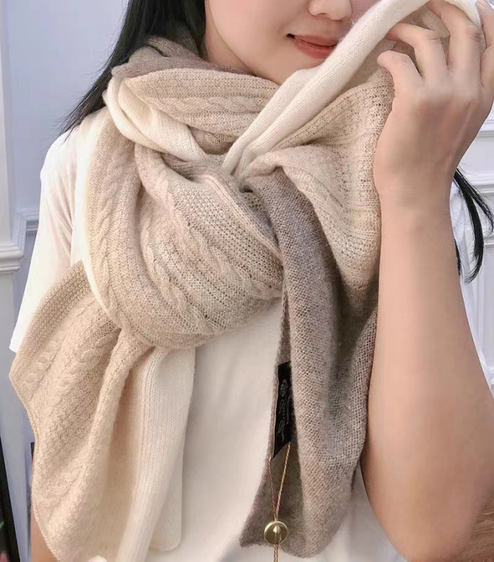 Dugački ženski vuneni šal za zimu, dvostruka upotreba, pleteni, blok boja, korejski stil, topao
