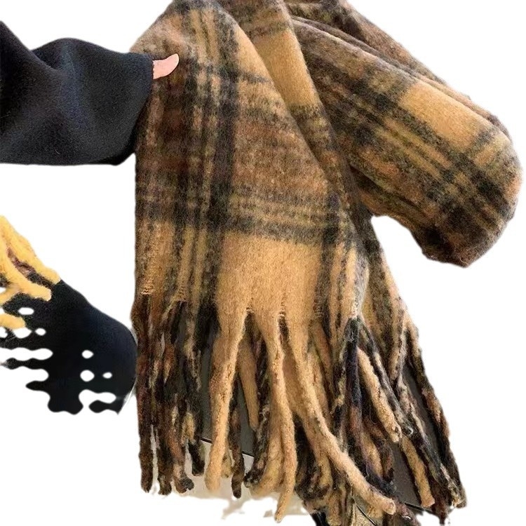 Ženski šal od mohaira s kariranim uzorkom - Ravno tkanje, Poliester osnova, Zima, Porijeklo Zhejiang