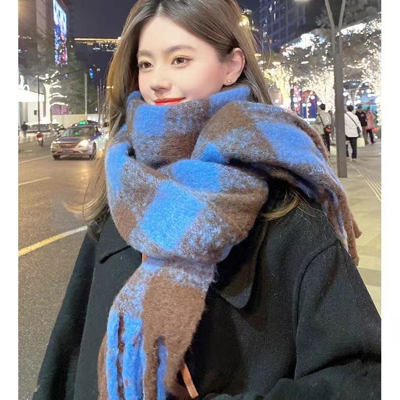 Ženski šal od mohaira s kariranim uzorkom - Ravno tkanje, Poliester osnova, Zima, Porijeklo Zhejiang