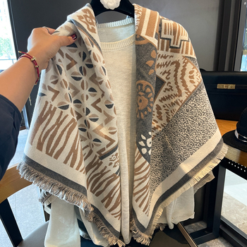 SEAMMER шал – двустранно удебелен имитационен кашмир, 100% вълна, зимен топъл триъгълен шал, гладка плетка