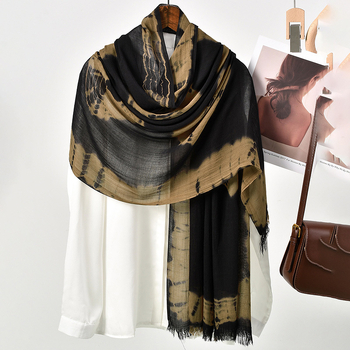 Női sál rayonból, tie-dye mintázat, retro etnikus stílus, dekoratív kiegészítő, változatos minták