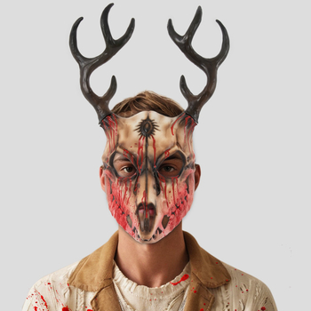 Καουτσούκ μάσκα με κέρατα από οστό προβάτου, αποσπώμενο αξεσουάρ για Halloween cosplay