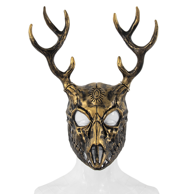 Καουτσούκ μάσκα με κέρατα από οστό προβάτου, αποσπώμενο αξεσουάρ για Halloween cosplay