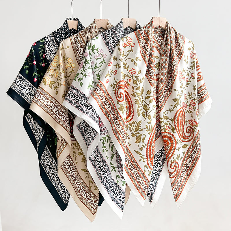 Haoz kvadratni šal od twill-saten tkanine s geometrijskim printom – elegantan, lagan luksuz