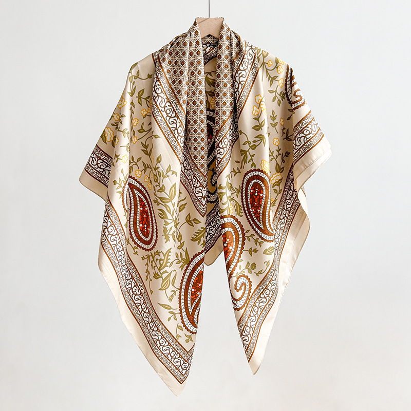 Haoz kvadratni šal od twill-saten tkanine s geometrijskim printom – elegantan, lagan luksuz