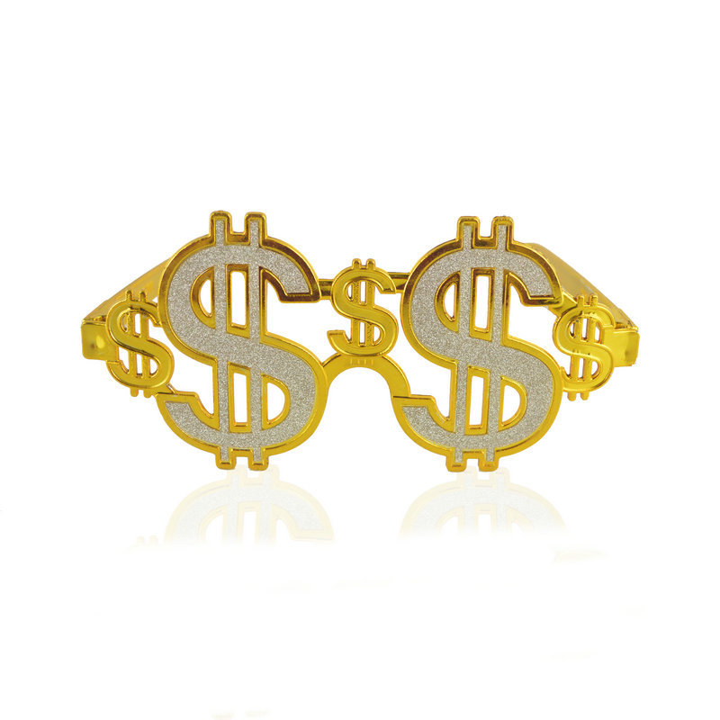 Очила със символ на долара за парти и снимки, пластмасова конструкция, полумеханична изработка, пропс за грим и облекло, марка Five babies fight for blessing