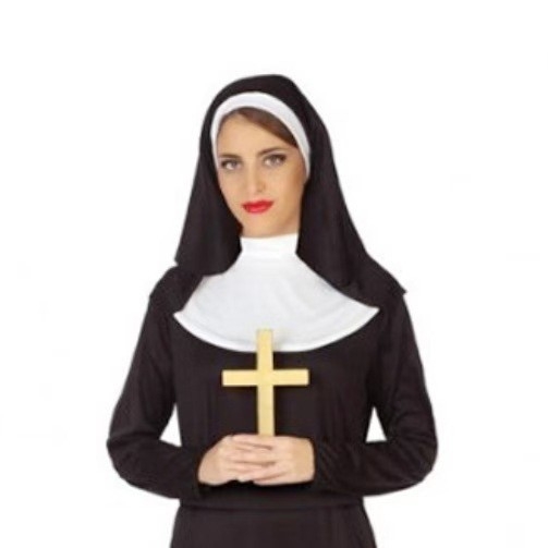 Κοστούμι καλόγριας - Σετ τριών στοιχείων - Πολυεστερ-βαμβακερό - Περιλαμβάνει φουλάρι κεφαλής, φουλάρι λαιμού και αξεσουάρ με σταυρό - Teng fan - Καλοκαίρι 2020