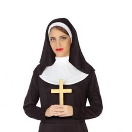 Κοστούμι καλόγριας - Σετ τριών στοιχείων - Πολυεστερ-βαμβακερό - Περιλαμβάνει φουλάρι κεφαλής, φουλάρι λαιμού και αξεσουάρ με σταυρό - Teng fan - Καλοκαίρι 2020