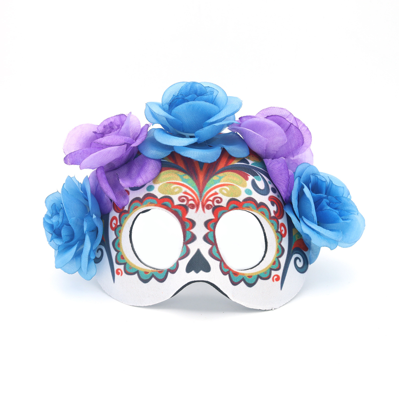 Dia de los Muertos μάσκα masquerade με σχέδιο λουλουδιών-φάντασμα, πλαστικό υλικό, αντικείμενο cosplay για Halloween και καρναβάλι, DIY