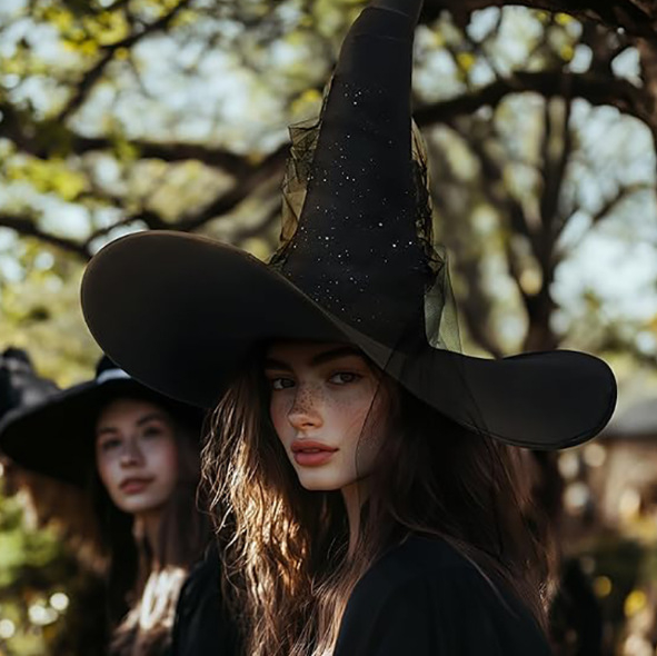 Pălărie de vrăjitoare pentru costum, Party Tree — din pânză, croitorie, recuzită de pălărie, Halloween