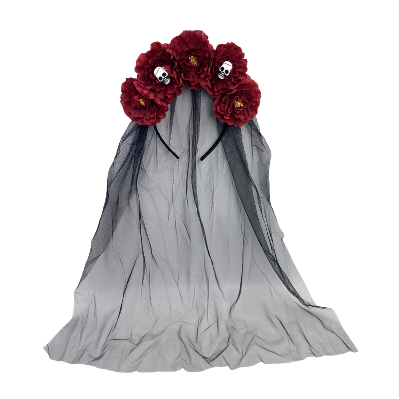 Kopča za glavu s mrežastim veo – Halloween nevjesta, Ya ya | Materijal: Tkanina; Proces: Ručno izrađeno; Podrijetlo: Yiwu; Stil: Tamni vjetar; Marka: Ya ya