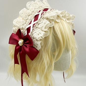 Κορδέλα μαλλιών με δαντέλα σε στυλ Lolita, φιόγκος, καρό ύφασμα, προσαρμογή διαθέσιμη