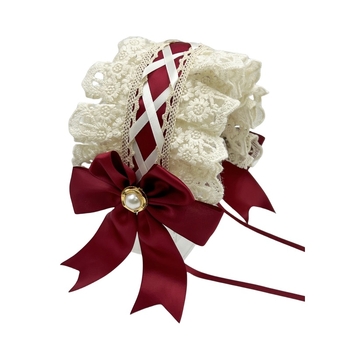 Κορδέλα μαλλιών με δαντέλα σε στυλ Lolita, φιόγκος, καρό ύφασμα, προσαρμογή διαθέσιμη