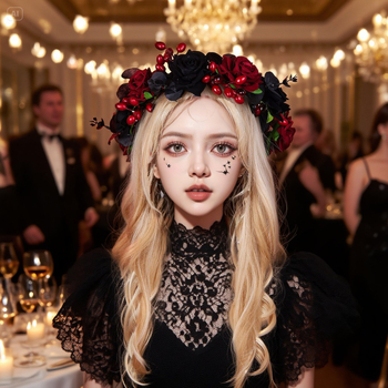 Ručna izrada čelenka za glavu od plastike/smole, gotički vampirski s umjetnim cvijećem – originalni dizajn za žene