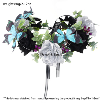 Χειροποίητος κεφαλόδεσμος από πλαστικό/ρητίνη, γοτθικός βρικόλακας με τεχνητά λουλούδια – για γυναίκες, πρωτότυπος σχεδιασμός