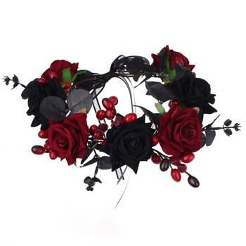 Χειροποίητος κεφαλόδεσμος από πλαστικό/ρητίνη, γοτθικός βρικόλακας με τεχνητά λουλούδια – για γυναίκες, πρωτότυπος σχεδιασμός