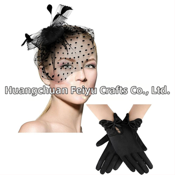 Σετ κεφαλής από δίχτυ με φτερά και δαντελέν γάντια — χειροποίητο, κωδικός WEN7-30, ατομικά συσκευασμένο, για γυναίκες
