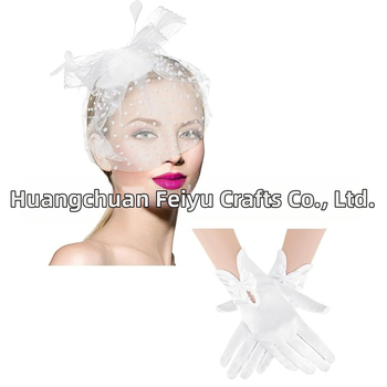 Σετ κεφαλής από δίχτυ με φτερά και δαντελέν γάντια — χειροποίητο, κωδικός WEN7-30, ατομικά συσκευασμένο, για γυναίκες