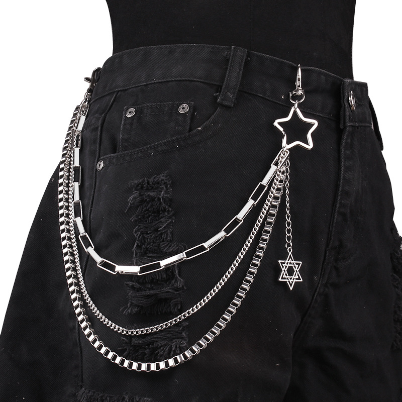 Unisex kaiš za struk od legure s višestrukim krugovima, ukras petokraka zvijezda, punk stil, prilagodljiv dodatak