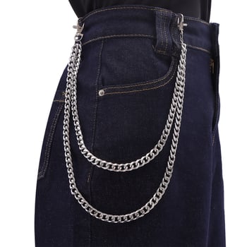 Metalni kaiš za struk, hip-hop stil, dvostruko slojevita lanac za hlače, unisex, duljina ispod 60 cm, proljeće 2025 izlazak