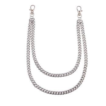 Μεταλλική ζώνη-αλυσίδα μέσης με διπλό γύρο, unisex χιπ-χοπ στυλ, διπλής στρώσης αλυσίδα, μήκος κάτω από 60 cm, λανσάρισμα άνοιξη 2025