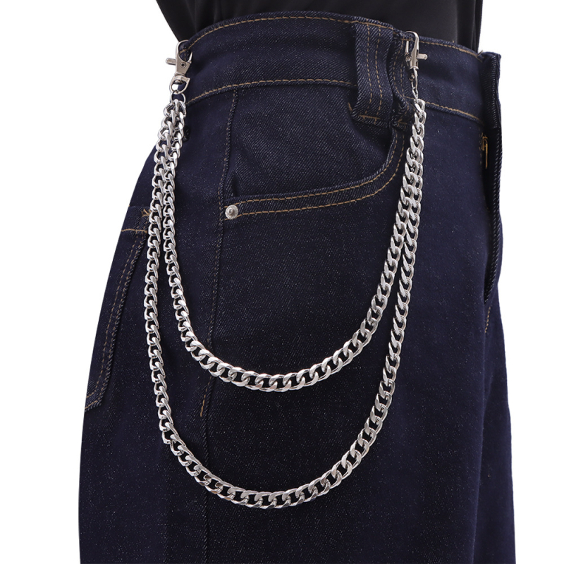 Metalni kaiš za struk, hip-hop stil, dvostruko slojevita lanac za hlače, unisex, duljina ispod 60 cm, proljeće 2025 izlazak