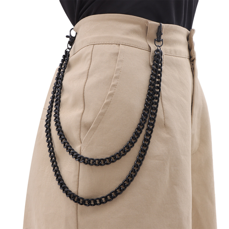 Metalni kaiš za struk, hip-hop stil, dvostruko slojevita lanac za hlače, unisex, duljina ispod 60 cm, proljeće 2025 izlazak