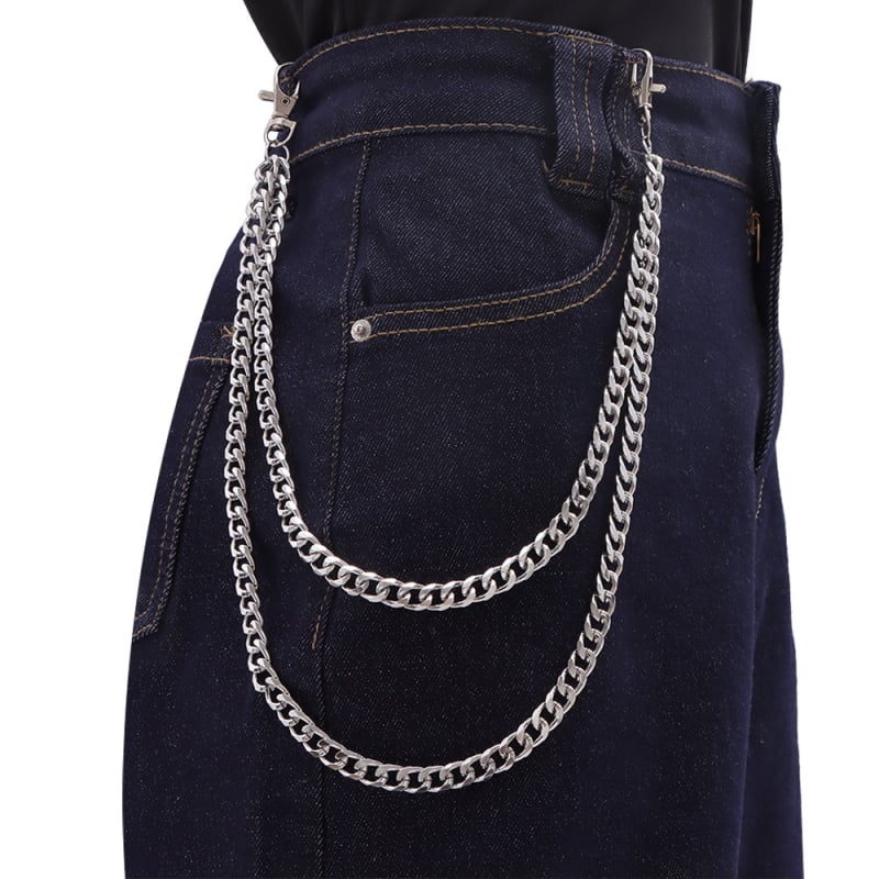 Metalni kaiš za struk, hip-hop stil, dvostruko slojevita lanac za hlače, unisex, duljina ispod 60 cm, proljeće 2025 izlazak