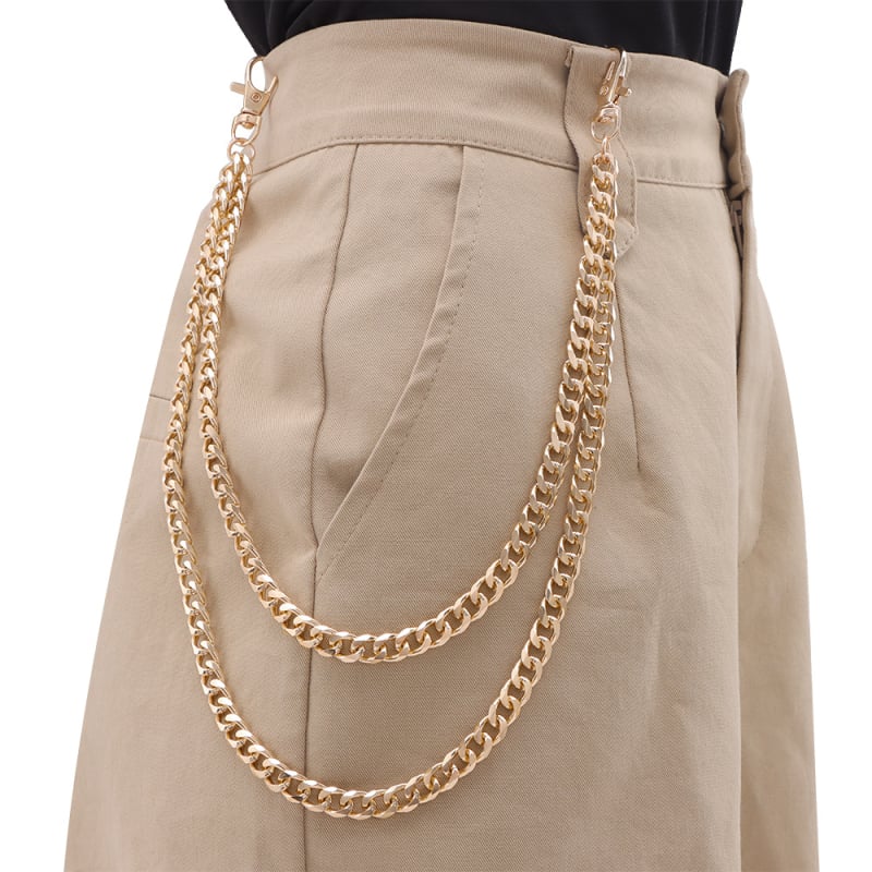 Metalni kaiš za struk, hip-hop stil, dvostruko slojevita lanac za hlače, unisex, duljina ispod 60 cm, proljeće 2025 izlazak