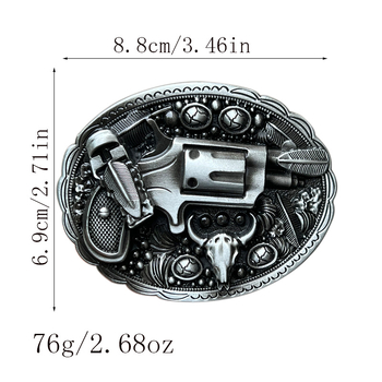 Αγκράφα ζώνης σε σχήμα πιστόλι από κράμα ψευδάργύρου, δυτικού στυλ, unisex