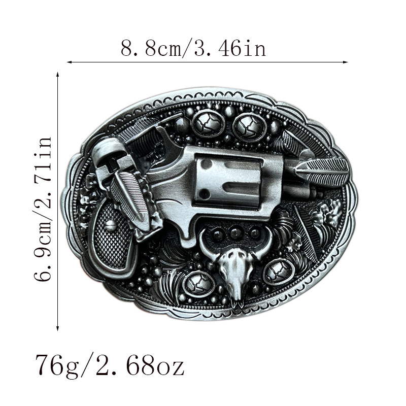 Αγκράφα ζώνης σε σχήμα πιστόλι από κράμα ψευδάργύρου, δυτικού στυλ, unisex