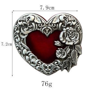 Αγκράφα ζώνης με σχέδιο καρδιάς-τριαντάφυλλου, κράμα ψευδαργύρου, λεία πόρπη, unisex, δυτικού στυλ