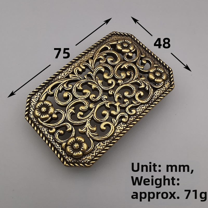 Медна коланна катарама, правоъгълна пластинна форма, закопчаване с планка, унисекс дизайн, стил за свободно време