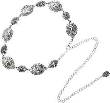 Αλυσίδα μέσης για γυναίκες - ρετρό μεταλλική ζώνη, με ένα κύκλο, μήκος 120 cm