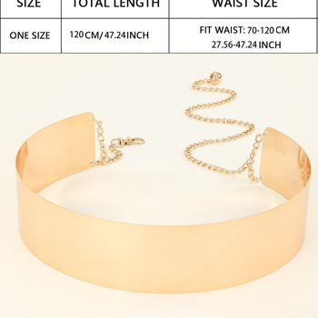 Μεταλλική ζώνη μέσης με καθρέφτιστο φινίρισμα, μινιμαλιστικό σχέδιο, αλυσίδα με έναν κύκλο, κατάλληλη για unisex νεαρούς