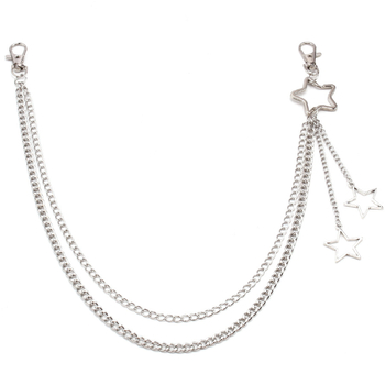 Μεταλλική αλυσίδα μέσης, unisex, με αποκομμένο πεντάκτινο αστέρι, πολυεπίπεδα μεταλλικά αξεσουάρ, στυλ χιπ-χοπ, μήκος κάτω από 60 εκ.