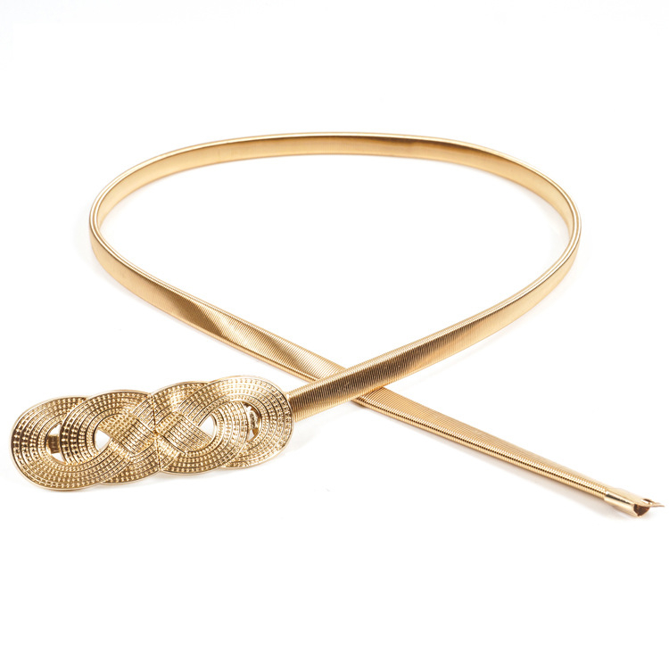 Curea metalică pentru femei — decor fin, stil universal, lățime sub 2 cm, buclă simplă