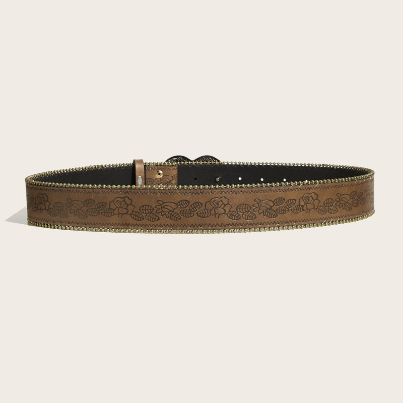 Centură din piele PU cu cataramă din aliaj, închidere prin capse snap, stil punk/neconformist/hip-hop, detalii vintage metalice (Summer 2025)