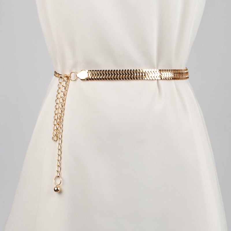 Metalni kaiš lanac za žene — svestran stil, jedna petlja za pojas, pojedinačno pakirano, proljeće 2025