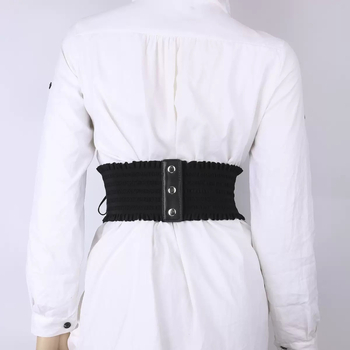 Bandă lată din PU cu dantelă — cataramă din fier, închidere Velcro, lățime peste 4 cm, tricot manual și model reliefat