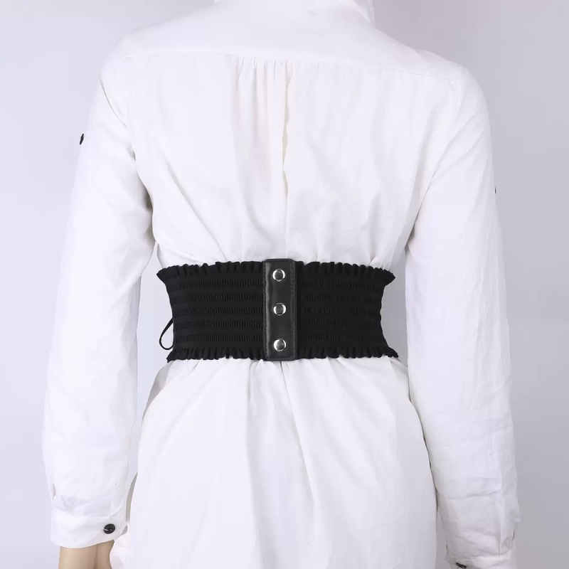 Bandă lată din PU cu dantelă — cataramă din fier, închidere Velcro, lățime peste 4 cm, tricot manual și model reliefat