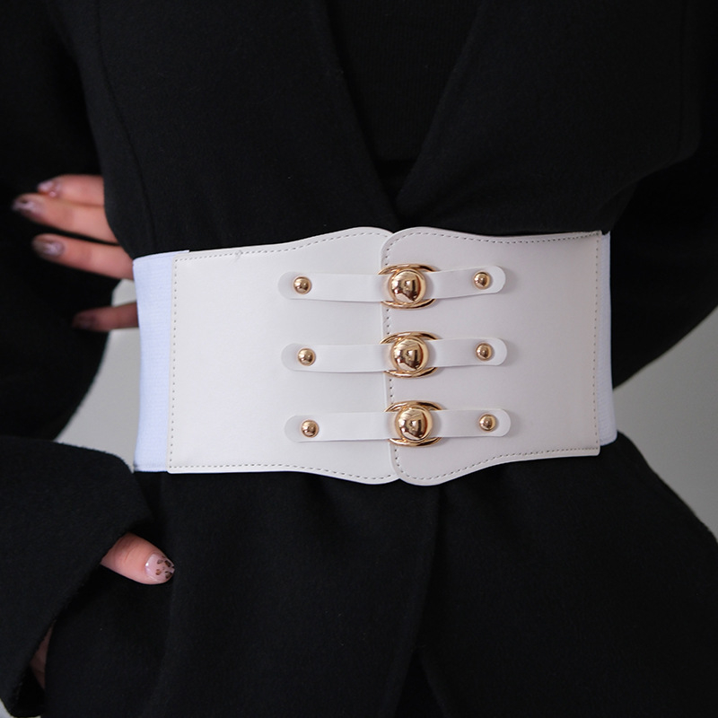 Γυναικεία ευρεία ζώνη PU, πολύπλευρο στυλ, μονοκύκλος σχεδιασμός, χειμώνας 2024