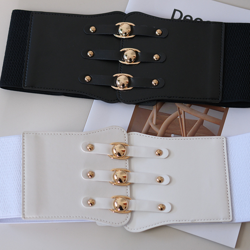 Γυναικεία ευρεία ζώνη PU, πολύπλευρο στυλ, μονοκύκλος σχεδιασμός, χειμώνας 2024