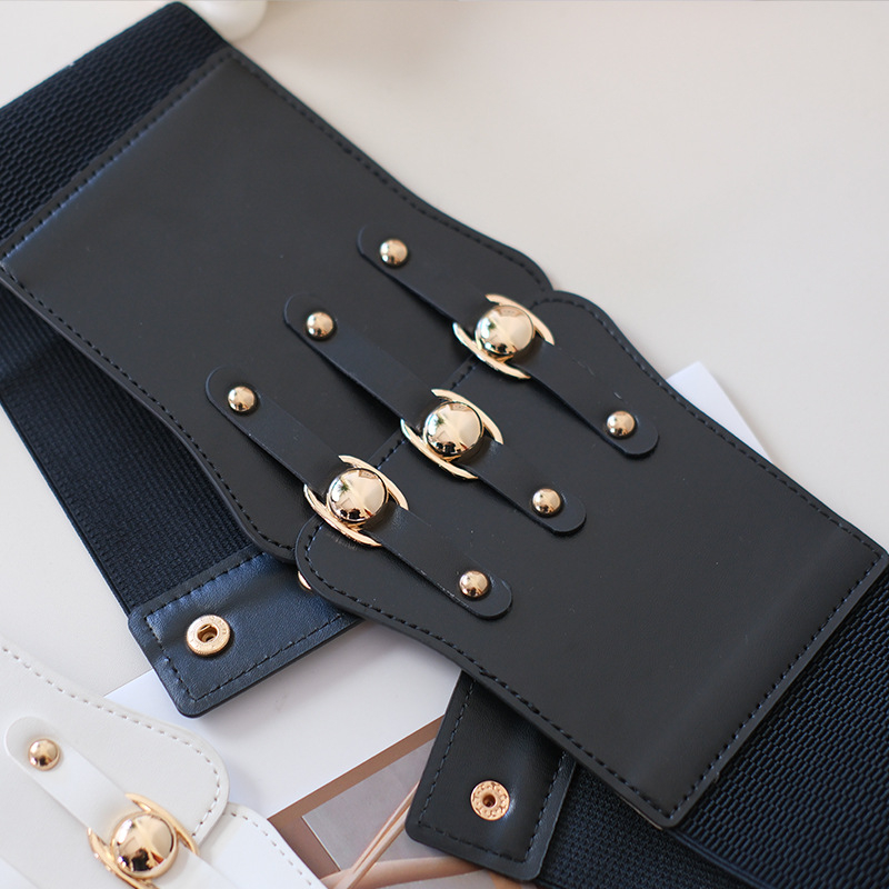 Γυναικεία ευρεία ζώνη PU, πολύπλευρο στυλ, μονοκύκλος σχεδιασμός, χειμώνας 2024