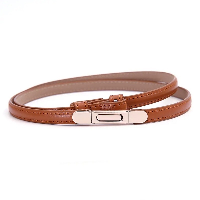 Női vékony bőr deréköv, sokoldalú és egyszerű dizájn (Anyag: valódi bőr; Bőr típusa: első osztályú marhabőr; Csatt: ötvözet; Zárás: csat; Sezon: 2024 nyár; Stílus: sokoldalú, egyszerű)