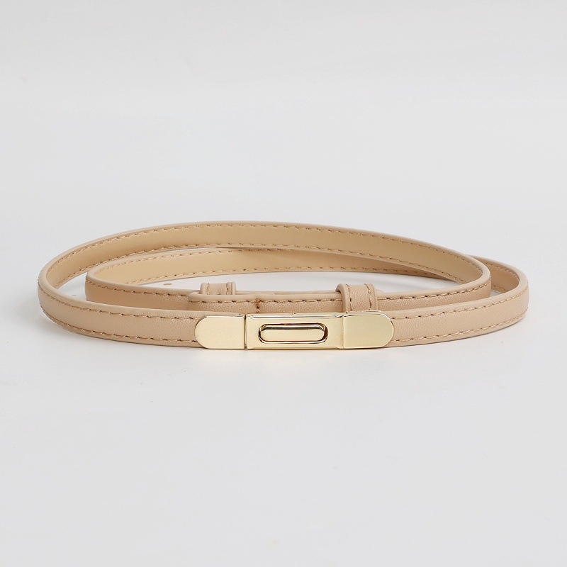 Női vékony bőr deréköv, sokoldalú és egyszerű dizájn (Anyag: valódi bőr; Bőr típusa: első osztályú marhabőr; Csatt: ötvözet; Zárás: csat; Sezon: 2024 nyár; Stílus: sokoldalú, egyszerű)