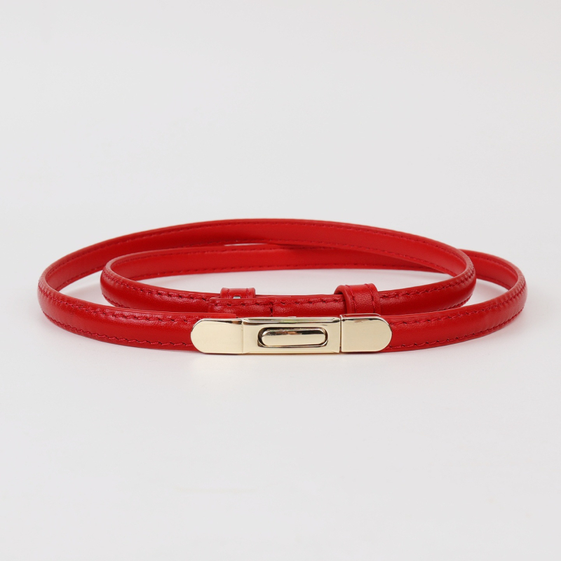 Női vékony bőr deréköv, sokoldalú és egyszerű dizájn (Anyag: valódi bőr; Bőr típusa: első osztályú marhabőr; Csatt: ötvözet; Zárás: csat; Sezon: 2024 nyár; Stílus: sokoldalú, egyszerű)