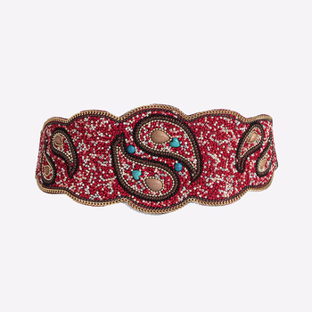 Ζώνη μέσης με χάντρες σε μοτίβο Ταϊ Τσι, ελαστικό κούμπωμα με γρήγορο κλείσιμο, μποέμικο εθνικό στυλ, πλαστικό υλικό