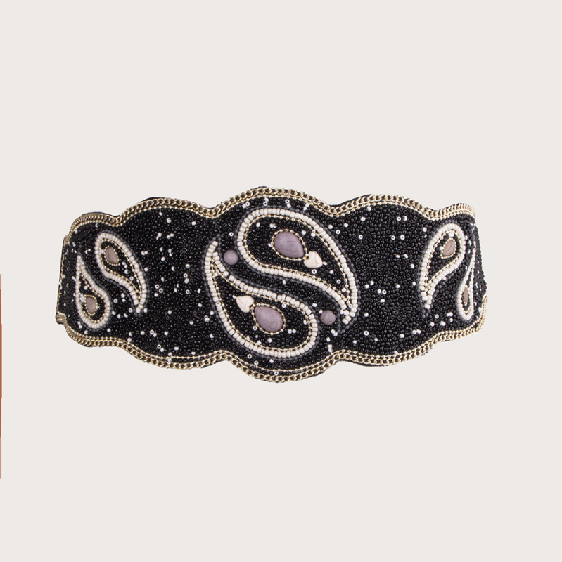 Ζώνη μέσης με χάντρες σε μοτίβο Ταϊ Τσι, ελαστικό κούμπωμα με γρήγορο κλείσιμο, μποέμικο εθνικό στυλ, πλαστικό υλικό