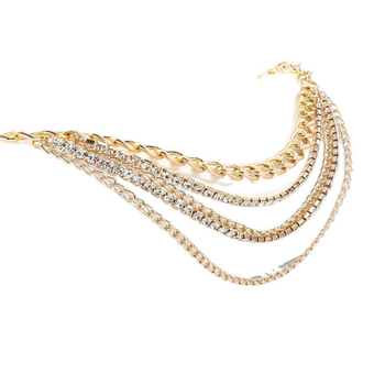 Γυναικεία ζώνη μέσης με πολυεπίπεδη γεωμετρική αλυσίδα από μέταλλο με κρύσταλλα, εξατομικεύσιμη